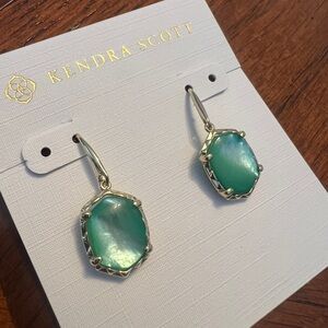 Kendra Scott Blue Green Silver Drop Earrings